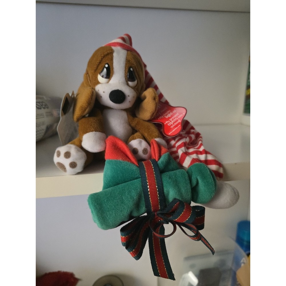 Sad Sam Puppy With Green Christmas‎ Stocking Stuffed Plush Toy